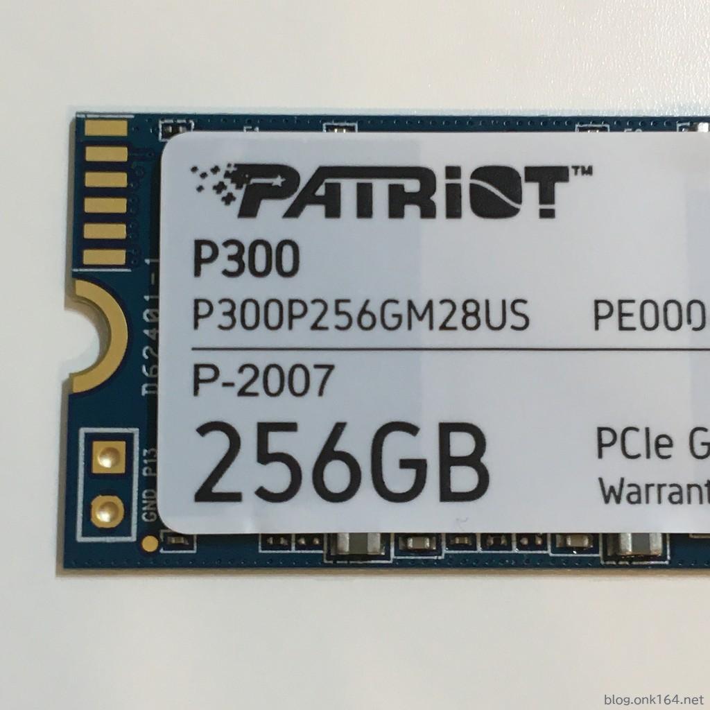 Patriot US版P300「P300P256GM28US」の本体と箱の外観レビュー(256GB M.2 PCIe3.0 x4 NVMe SSD)