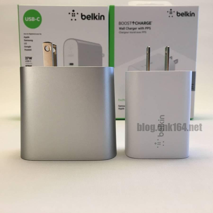 Belkin充電器サイズ比較 WCA004dqWHとF7U061dq-SLV | ONK Blog